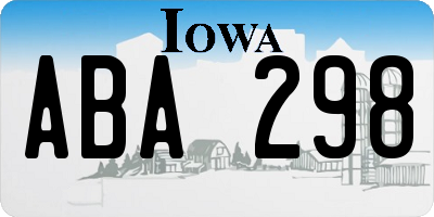 IA license plate ABA298