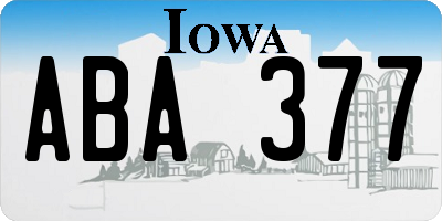 IA license plate ABA377