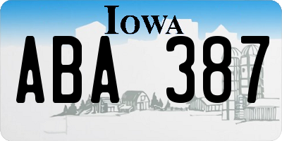 IA license plate ABA387