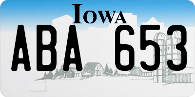 IA license plate ABA653