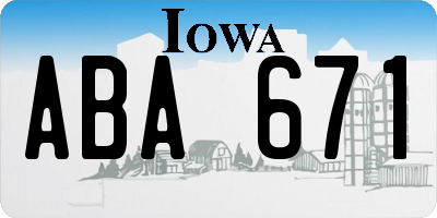 IA license plate ABA671