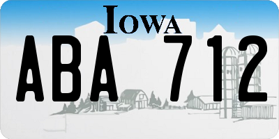 IA license plate ABA712