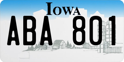 IA license plate ABA801