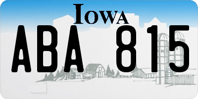 IA license plate ABA815