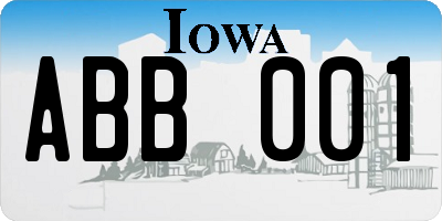 IA license plate ABB001