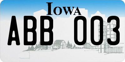 IA license plate ABB003