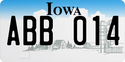 IA license plate ABB014