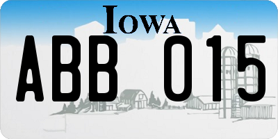 IA license plate ABB015