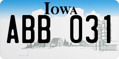 IA license plate ABB031