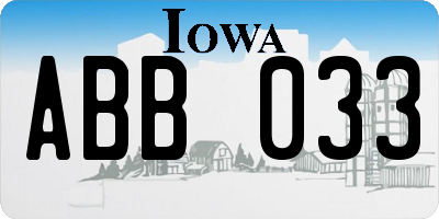 IA license plate ABB033