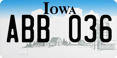 IA license plate ABB036