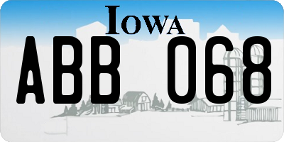 IA license plate ABB068