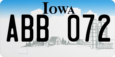 IA license plate ABB072
