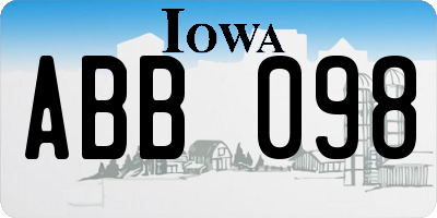 IA license plate ABB098