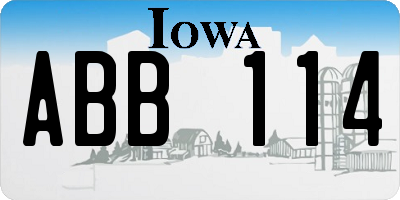 IA license plate ABB114