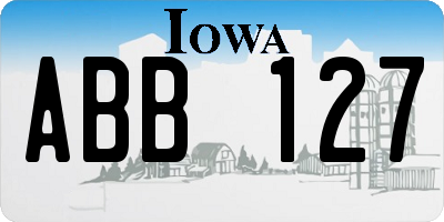 IA license plate ABB127