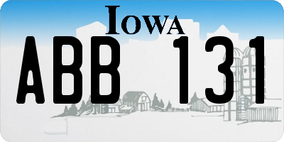 IA license plate ABB131