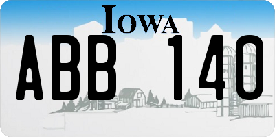 IA license plate ABB140