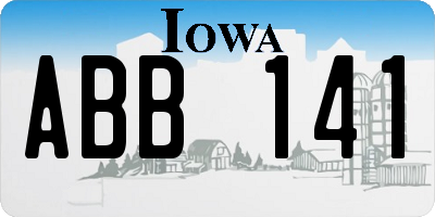 IA license plate ABB141