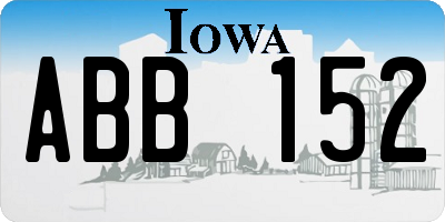 IA license plate ABB152