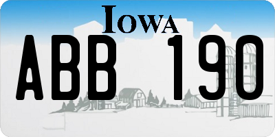 IA license plate ABB190