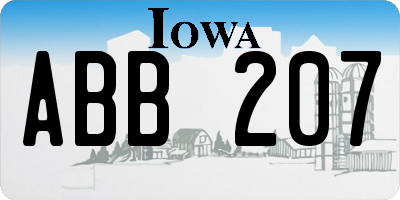 IA license plate ABB207