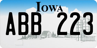 IA license plate ABB223