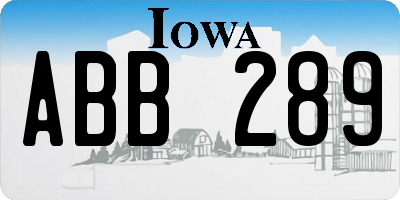 IA license plate ABB289