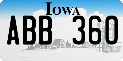 IA license plate ABB360