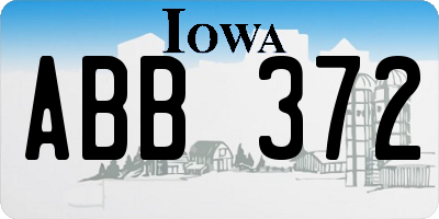 IA license plate ABB372