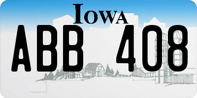 IA license plate ABB408