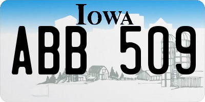 IA license plate ABB509