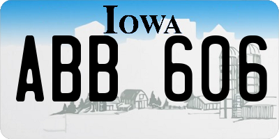 IA license plate ABB606