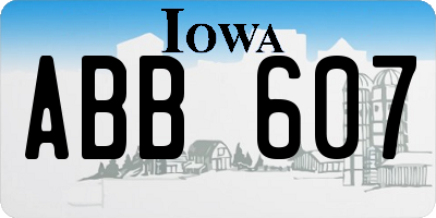 IA license plate ABB607