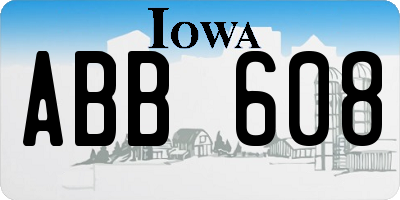 IA license plate ABB608