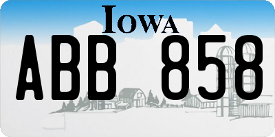 IA license plate ABB858