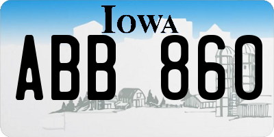 IA license plate ABB860