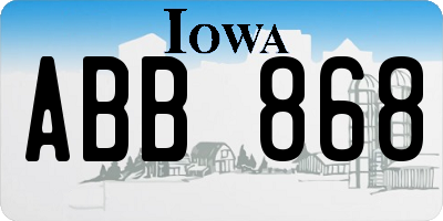 IA license plate ABB868