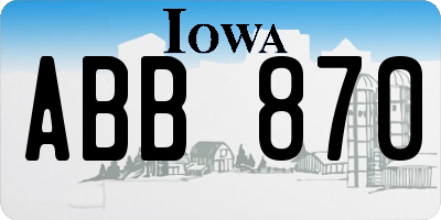 IA license plate ABB870