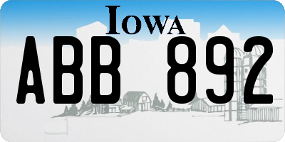 IA license plate ABB892