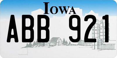 IA license plate ABB921