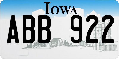 IA license plate ABB922