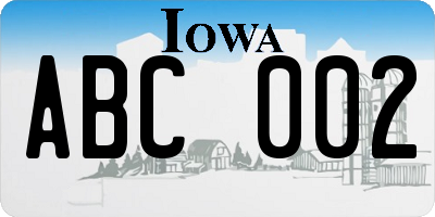 IA license plate ABC002