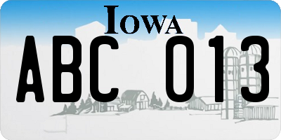 IA license plate ABC013