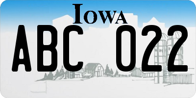 IA license plate ABC022