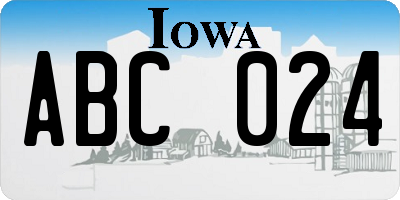 IA license plate ABC024