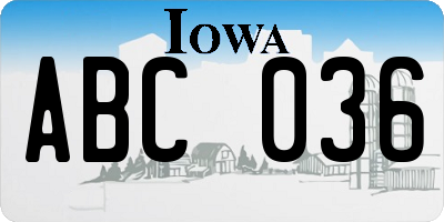 IA license plate ABC036