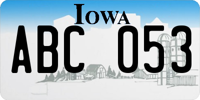 IA license plate ABC053