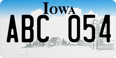 IA license plate ABC054