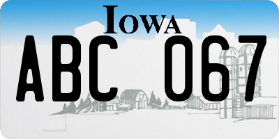 IA license plate ABC067